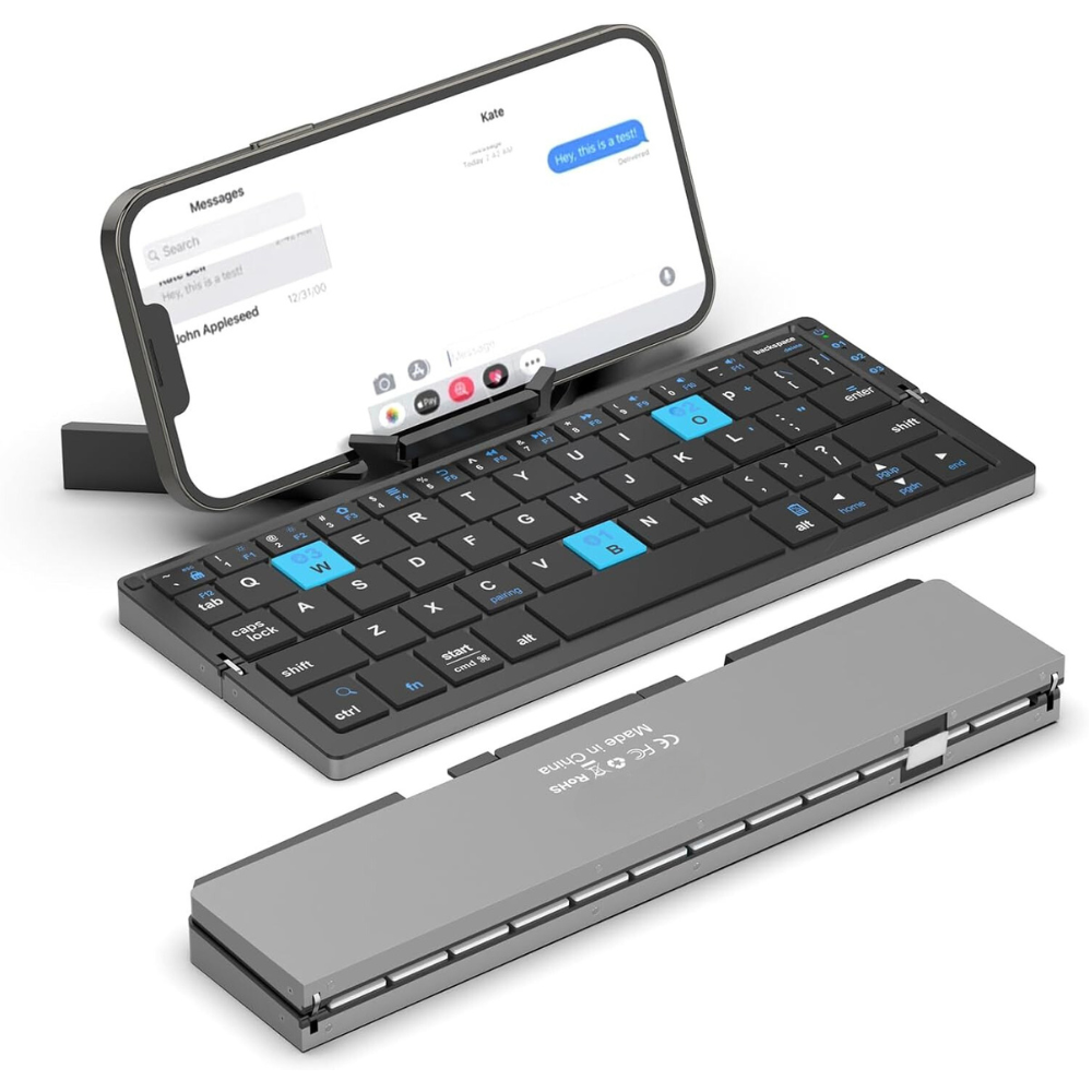 Foldable Mobile Phone Keyboard With Stand Rechargeable Bluetooh